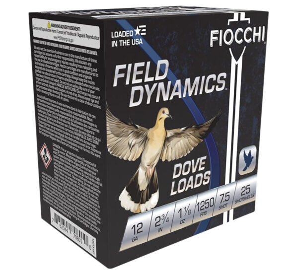 Fiocchi 12GTX187 Field Dynamics Dove & Quail 12Gauge 2.75" 1 1/8oz 7.5Shot 25 Per Box/10 Case — view 1