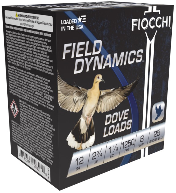FIOCCHI DOVE&QUAIL AMO 12GA 2.75 IN 1 1/8 OZ #8 1250FPS 25-RD ( 10 BOXES PER CASE ) — view 1