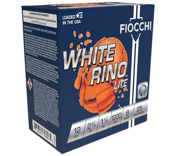 Fiocchi 12WRNL8 Exacta Target White Rino Lite 12Gauge 2.75" 1 1/8oz 8Shot 25 Per Box/10 Case — view 1