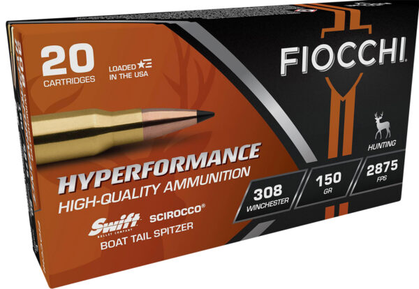 Fiocchi 308SCA Hyperformance  308Win 150gr Swift Scirocco II Bonded 20 Per Box/10 Case — view 1