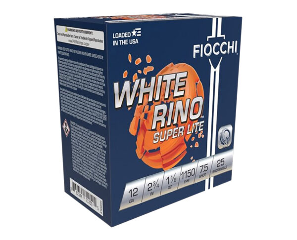 Fiocchi 12WRSL75 Exacta Target White Rino Super Light 12Gauge 2.75" 1 1/8oz 7.5Shot 25 Per Box/10 Case — view 1