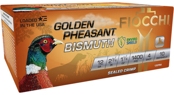 Fiocchi 12GPB4 Golden Pheasant Bismuth 12Gauge 2.75" 1 1/4oz 4Shot 10 Per Box/10 Case — view 1