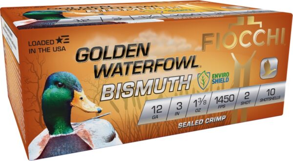 FIOCCHI GOLDEN WFOWL BISMUTH AMO 12GA 3 IN 1 3/8 OZ #2 1450FPS 10-RD ( 10 BOXES PER CASE ) — view 1