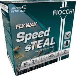 FIOCCHI FLYWAY AMO SPEEDSTEAL 12GA 2.75 IN 1 1/8OZ #4 1415 FPS 25RD ( 10 BOXES PER CASE )