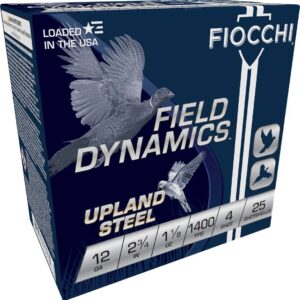 FIOCCHI HI VELOCITY STEEL AMO 12GA 2.75 IN 1 1/8 OZ #4 1400FPS 25RD ( 10 BOXES PER CASE )