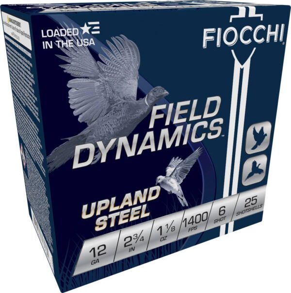 FIOCCHI HI VELOCITY STEEL AMO 12GA 2.75 IN 1 1/8 OZ #6 1400FPS 25RD ( 10 BOXES PER CASE ) — view 1