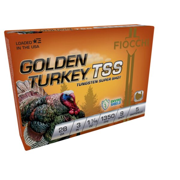 FIOCCHI GOLDEN TURKEY TSS AMO 28GA 3 IN 1 1/16 OZ #9 1350 FPS 5RD ( 10 BOXES PER CASE ) — view 1