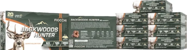 FIOCCHI BACKWOODS HUNTER AMO LEAD FREE 6.5 CREEDMORE 120GR CHP 20RD ( 10 BOXES PER CASE ) — view 1