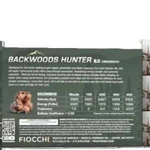 FIOCCHI BACKWOODS HUNTER AMO LEAD FREE 6.5 CREEDMORE 120GR CHP 20RD ( 10 BOXES PER CASE ) — view 2