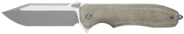 Sig Sauer Knives VA9GT Validus  3.78" Folding Modified Tanto Plain Dark Acid Stonewash/Satin M390 Steel Blade, 4.76" Green Canvas Micarta Handle — view 1
