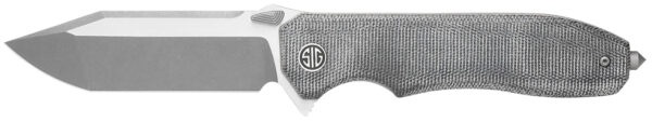 Sig Sauer Knives VA9SBT Validus  3.78" Folding Modified Tanto Plain Dark Acid Stonewash/Satin M390 Steel Blade, 4.76" Salt & Pepper Canvas Micarta Handle — view 1