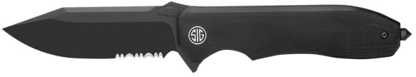 Sig Sauer Knives VA9BBS Validus  3.78" Folding Drop Point Part Serrated Black PVD M390 Steel Blade, 4.76" Black Textured G10 Handle — view 1