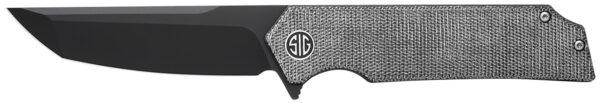 Sig Sauer Knives TS8BB Tsuru  3.30" Folding Tanto Plain Black PVD 154CM SS Blade, 4.20" Salt & Pepper Micarta Handle — view 1
