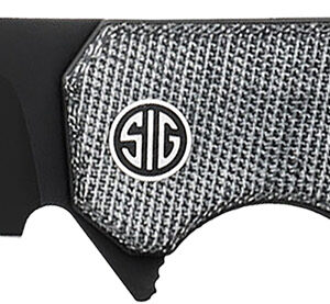 Sig Sauer Knives KA8BB Karak  3.25" Folding Wharncliffe Plain Black PVD Nitro-V Blade, 4" Salt & Pepper Micarta Handle