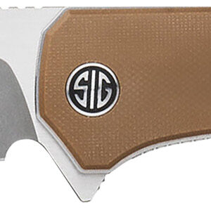 Sig Sauer Knives XI SBRN Xiphos  3.40" Folding Modified Tanto Plain Dark Acid Stonewash/Satin Nitro-V Blade, 4.20" Coyote Brown G10 Handle