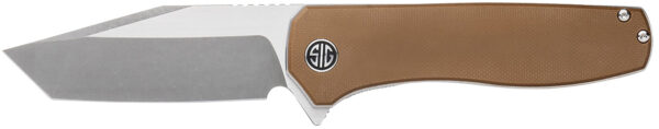 Sig Sauer Knives XI SBRN Xiphos  3.40" Folding Modified Tanto Plain Dark Acid Stonewash/Satin Nitro-V Blade, 4.20" Coyote Brown G10 Handle — view 1