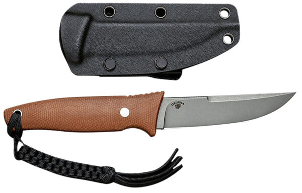 Civivi Knives C19046-5 Tamashii  4.07" Fixed Straight Back Plain Gray Stonewashed D2 Steel Blade, 4.73" Brown Textured Canvas Micarta Handle — view 1