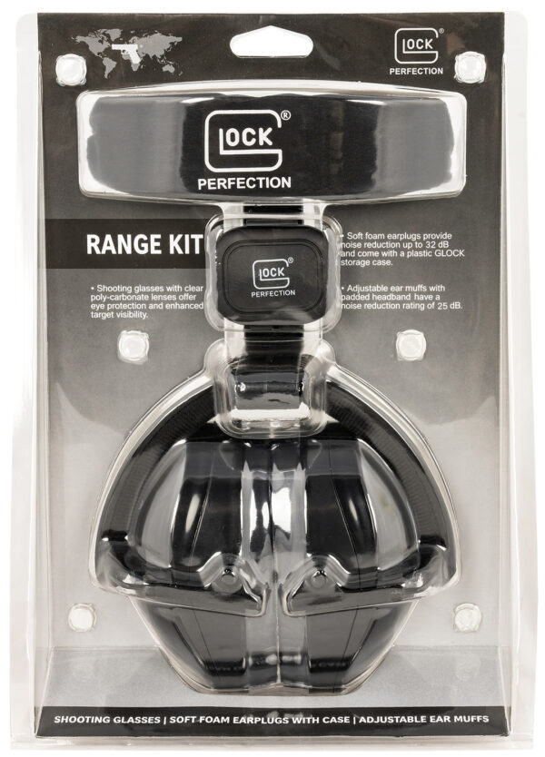 Glock AP60220 Range Kit  25 dB Padded Headband Adjustable Ear Muff, Clear Poly-Carbonate Shooter/Safety Glasses, 32 dB Foam Ear Plugs, Includes Cloth Pouch & Ear Plug Case — view 1