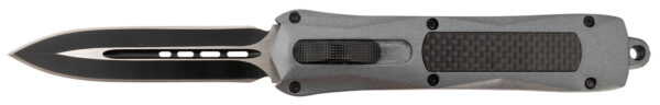 Steel River Knives A163BD Spartan  3.50" OTF Dagger Plain Black/Silver 440C SS Blade/ Gray w/Carbon Fiber Inlay Aluminum Zinc Alloy Handle — view 1
