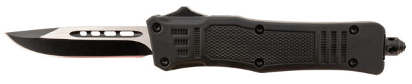 Steel River Knives MT616BDP Spartan  Mini 2.75" OTF Drop Point Plain Black/Silver 440C SS Blade/ 4.25" Black Aluminum Zinc Alloy Handle — view 1