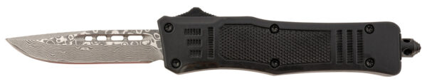 Steel River Knives MT616BRDAMDP Spartan  Mini 2.75" OTF Drop Point Plain Real Damascus 4.25"/ Black Aluminum Zinc Alloy Handle — view 1