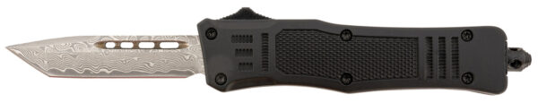 Steel River Knives MT616BRDAMT Spartan  Mini 2.75" OTF Tanto Plain Real Damascus/4.25" Black Aluminum Zinc Alloy Handle — view 1