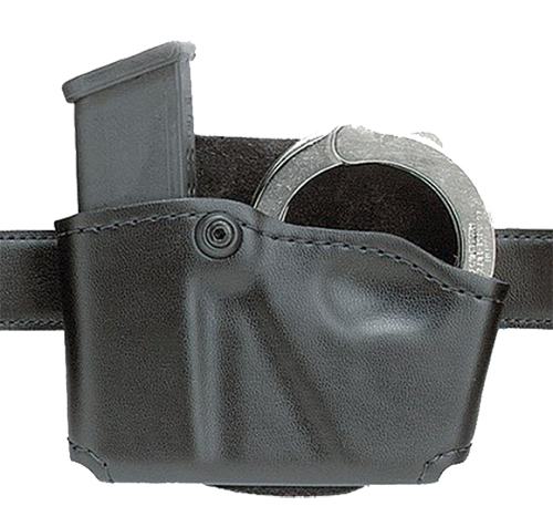 Safariland 5738321 Cuff/Magazine Pouch Compatible w/Beretta 8045F Belt Clip Mount Black Leather — view 1