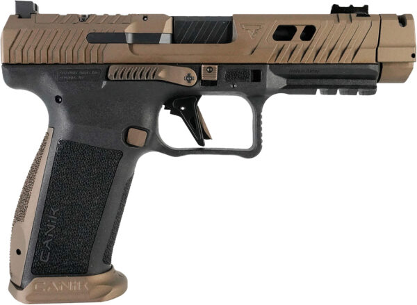 Canik HG7864N TTI Combat Full Size Frame 9mm Luger 10+1 4.60" Black Nitride Fluted/Ported Barrel, Burnt Bronze Cerakote Optic Cut/Serrated Steel Slide, Black Polymer Frame w/Picatinny Rail — view 1