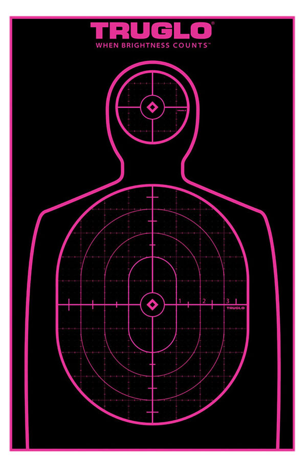 TruGlo TG13A12BB Tru-See Handgun Target Self-Adhesive Heavy Paper Black/Pink 12"x18" Silhouette 12 Pack — view 1