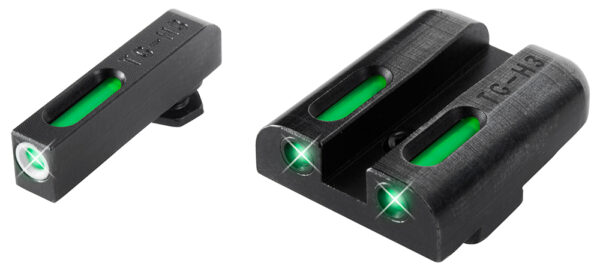 TruGlo TG13GL1A TFX  Low Green/White Outline Fiber Optic/Tritium Front/Green Fiber Optic/Tritium Rear/Black Nitride Fortress Frame, Compatible w/Most Glock Except MOS, Front Post/Rear Dovetail Mount — view 1