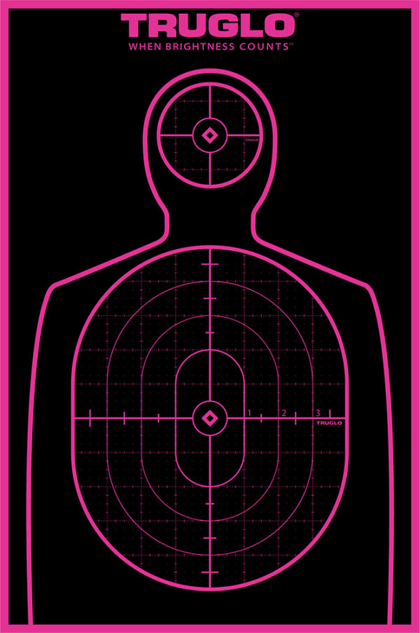 TruGlo TG13P6 Tru-See Handgun Target Self-Adhesive Heavy Paper Black/Pink 12"x18" Silhouette 6 Pack — view 1