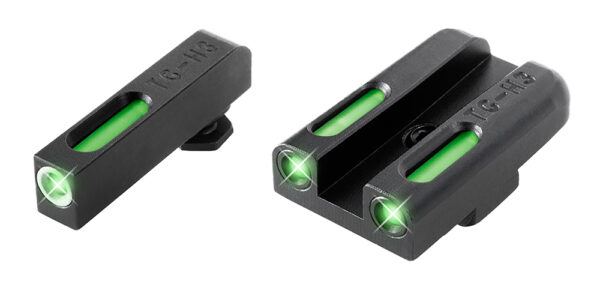 TruGlo TG13GL3A TFX  Green Fiber Optic/Tritium Front/ Green/Tritium/Fiber Optic Rear/ Black Nitride Fortress Frame, Compatible w/Most Glock Except MOS, Post Mount — view 1