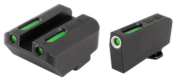 TruGlo TG13GL4A TFX  Low Suppressor Height Black Green Tritium & Fiber Optic White Outline Front Sight Green Tritium & Fiber Optic Rear Sight Compatible with Glock (Excludes MOS) — view 1
