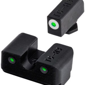 TruGlo TG231G1W Tritium Pro  Low, White Outline Tritium Front/Green Tritium Rear/Black Nitride Fortress Frame, Compatible w/Most Glock Except MOS, Front Post/Rear Dovetail Mount