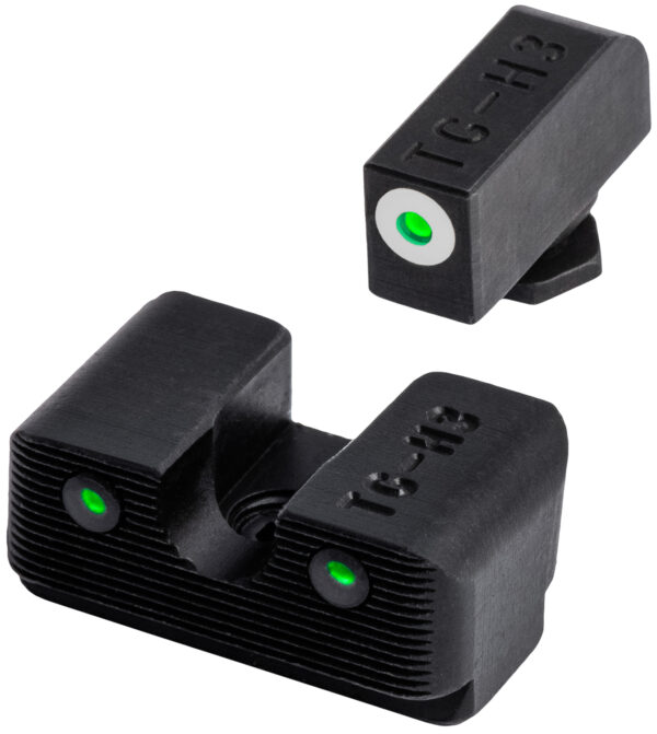 TruGlo TG231G1W Tritium Pro  Low, White Outline Tritium Front/Green Tritium Rear/Black Nitride Fortress Frame, Compatible w/Most Glock Except MOS, Front Post/Rear Dovetail Mount — view 1