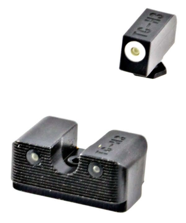 TruGlo TG231G2W Tritium Pro  High, White Outline Tritium Front/ Green Tritium Rear/Black Nitride Fortress Frame, Compatible w/Most Glock Except MOS, Front Post/Rear Dovetail Mount — view 1