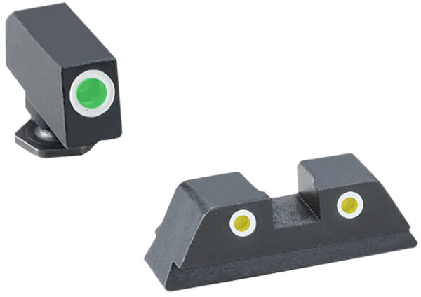 TruGlo TG231G1AW Tritium Pro  White Outline Tritium Front/Green Tritium Rear/Black Nitride Fortress Frame,Compatible w/Glock 42/43/43X/48 Except MOS, Front Post/Rear Dovetail Mount — view 1