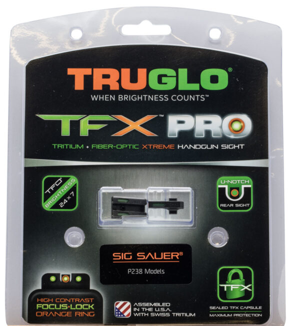 TruGlo TG13SG3PC TFX Pro  Black | Green Tritium & Fiber Optic Orange Outline Front Sight Green Tritium & Fiber Optic Rear Sight — view 1