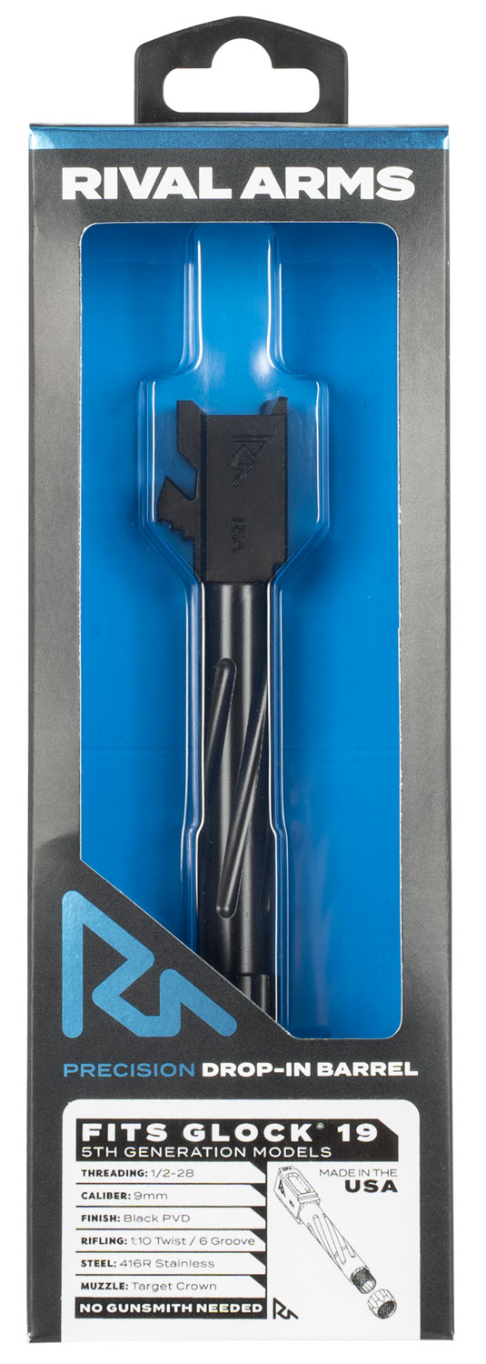 Rival Arms RA20G204A Precision V1 Match Grade 9mm Luger Compatible w/ Glock 19 Gen5, 4.02" Threaded Black PVD Stainless Steel — view 1