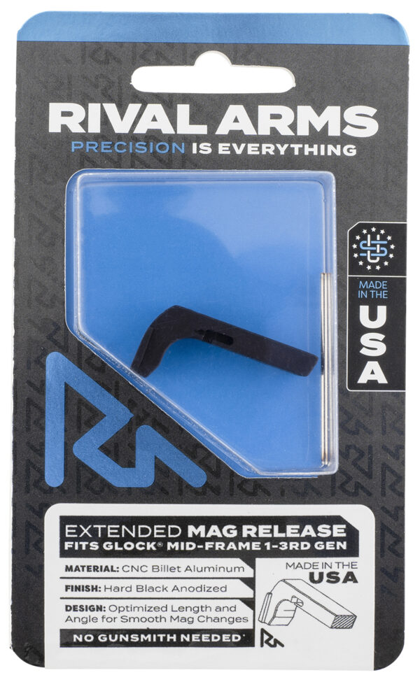 Rival Arms RA72G001A Magazine Release  Compatible w/Glock Gen3 (Except 21SF) Extended, Black Anodized Aluminum — view 1