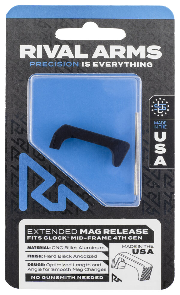 Rival Arms RA72G002A Magazine Release  Glock Gen4 Extended Hard Black Anodized Aluminum — view 1