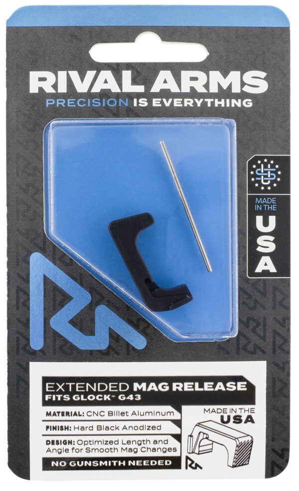 Rival Arms RA72G003A Magazine Release  Extended Black Anodized Aluminum for Glock 43 — view 1