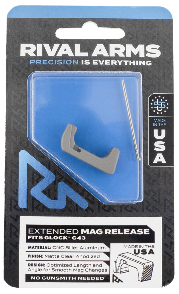 Rival Arms RA72G003D Magazine Release  Extended Silver Aluminum for Glock 43 — view 1