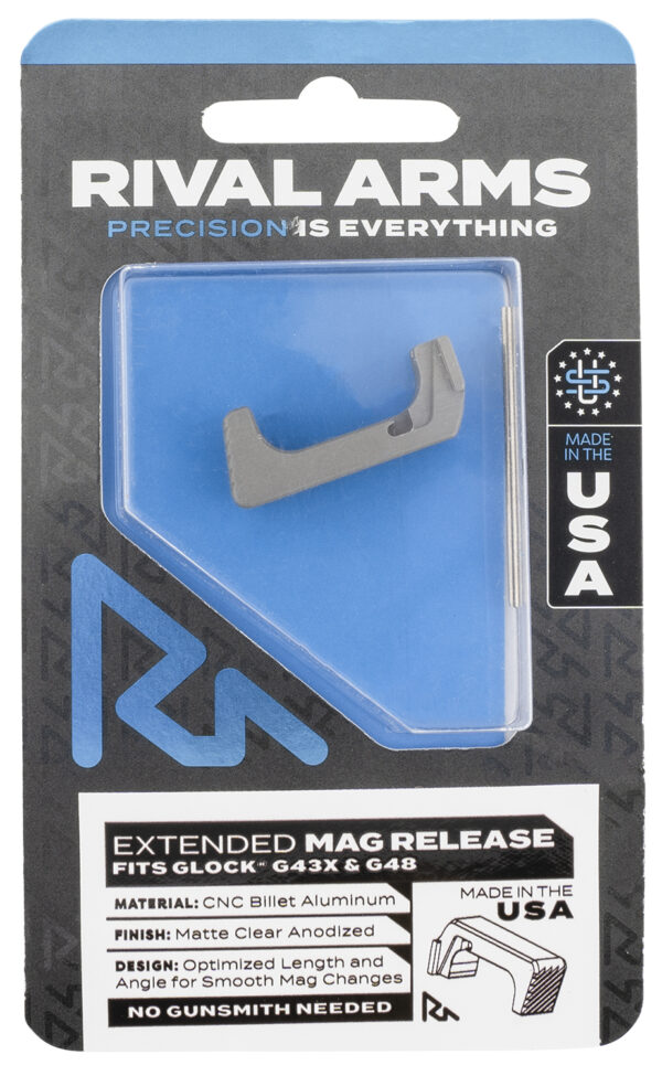 Rival Arms RA72G004D Magazine Release  Extended Silver Aluminum for Glock 43X, 48 — view 1