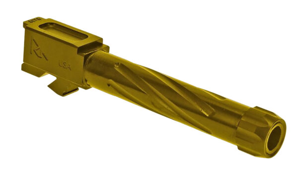 Rival Arms RA20G102E Precision V1 Match Grade 9mm Luger Compatible w/Glock 17 Gen3-4, 4.49" Fluted Threaded Gold PVD Stainless Steel — view 1