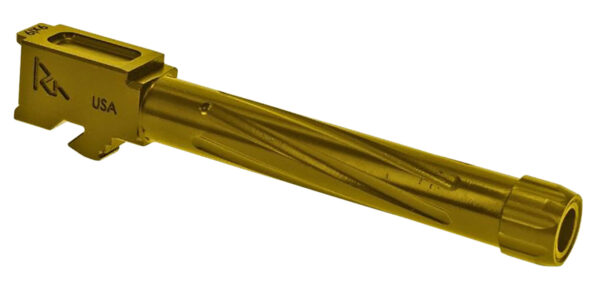 Rival Arms RA20G104E Precision Match Grade 9mm Luger Compatible w/Glock 17 Gen5, 4.49" Fluted Threaded Gold PVD Stainless Steel — view 1