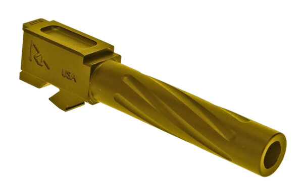 Rival Arms RA20G201E Precision V1 Match Grade 9mm Luger Compatible w/Glock 19 Gen3-4, 4.02" Fluted Gold PVD Stainless Steel — view 1