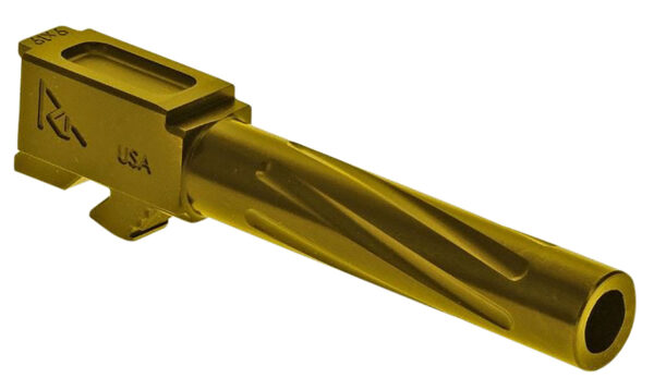 Rival Arms RA20G203E Precision V1 Match Grade 9mm Luger Compatible w/Glock 19 Gen5, 4.02" Fluted Gold PVD Stainless Steel — view 1