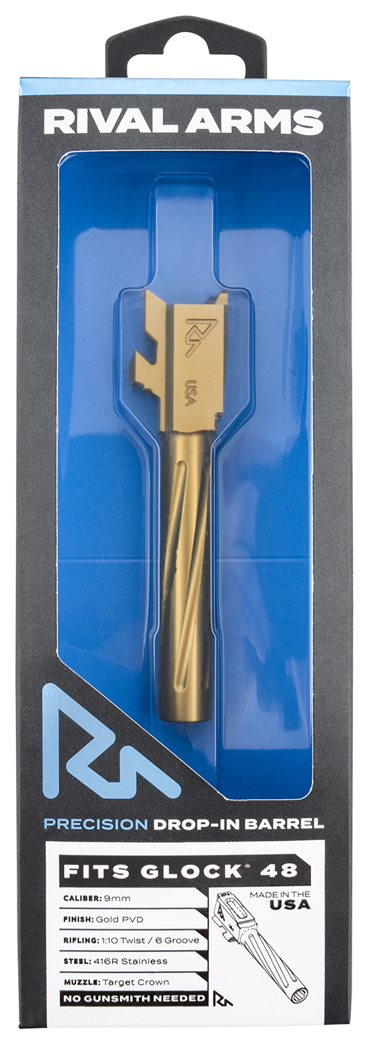 Rival Arms RARA20G801E Precision V1 Match Grade 9mm Luger 4.17" Gold PVD Stainless Steel, Fits Glock 48 — view 1