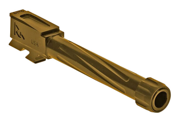 Rival Arms RA20G802E Precision V1 Match Grade 9mm Luger Compatible w/Glock 48, 4.17" Fluted Threaded Gold PVD Stainless Steel — view 1